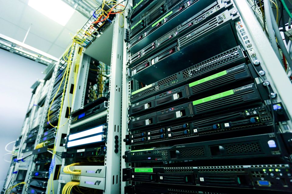 Server racks with network cabling