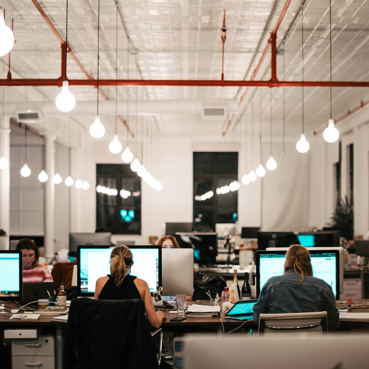 Engineers at work in a modern IT office